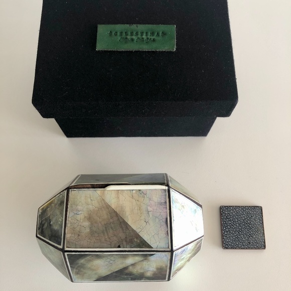 Celestina Mother of Pearl Geometric Clutch - Picture 9 of 10